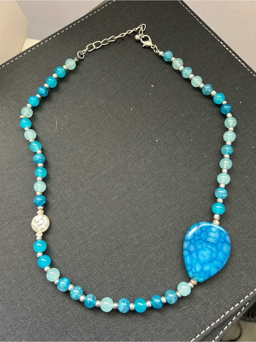 Turquoise shades of blue beaded necklace